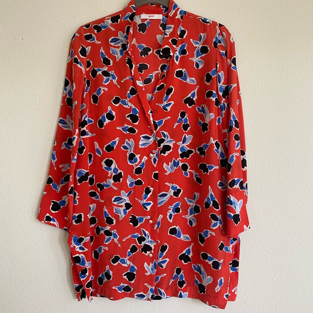 Leggiadro Paper Cut Roses 100% Silk Floral Blouse $495